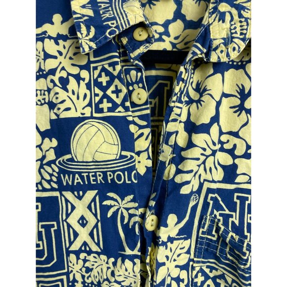 Wet Dog Men size Medium Hawaiian Water Polo Shirt Cotton Short Sleeve yellow Tro - Picture 13 of 16